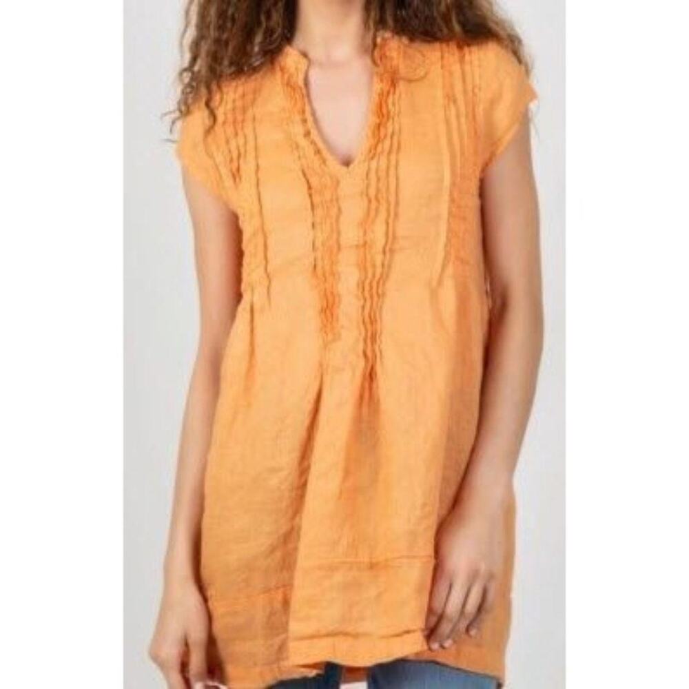 NWOT Free People Regina Cap Sleeve Orange Linen Tunic Dress | Orange | Size M